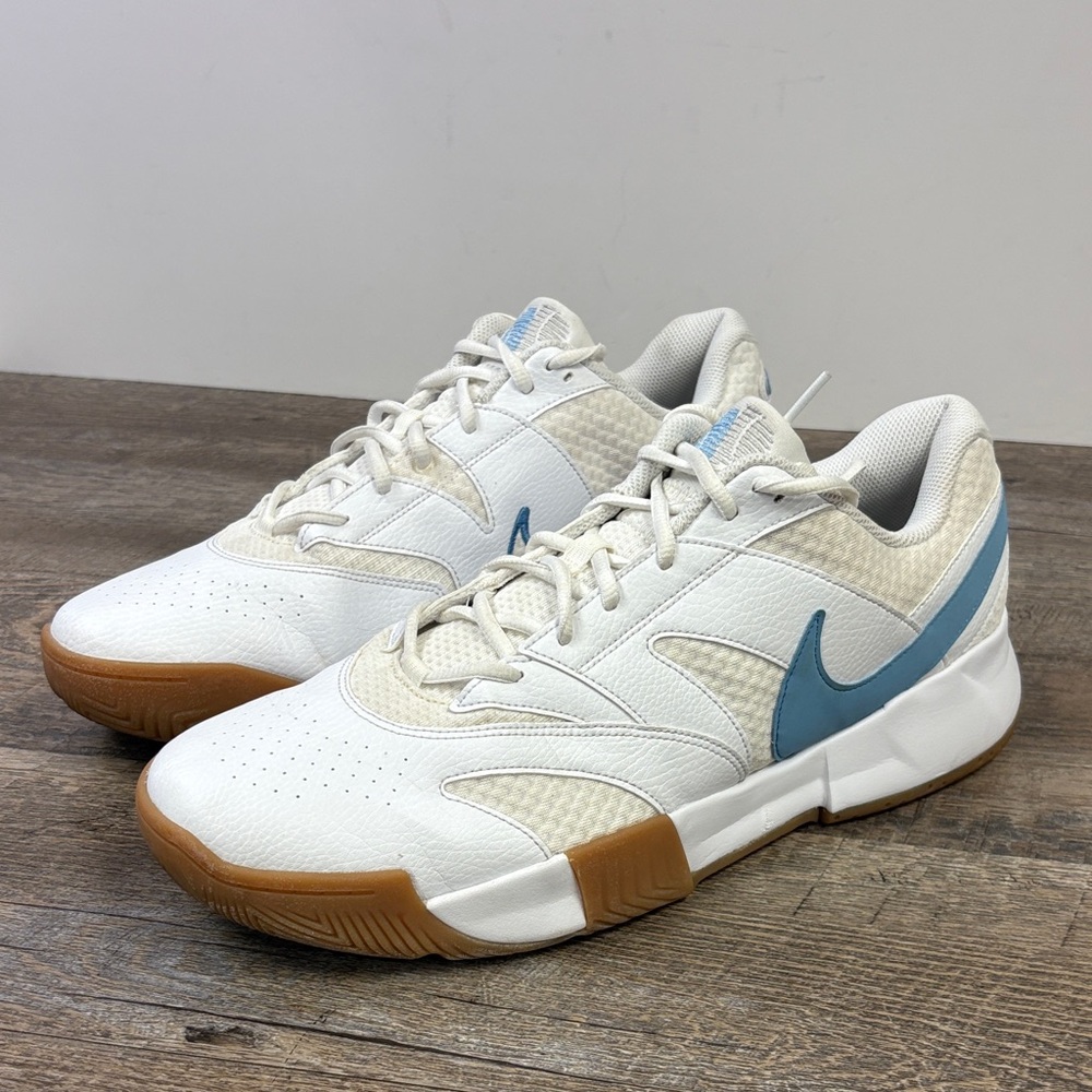 Nike Court Lite 4 White L.Blue Gum Sole Sneakers Men’s Size 15 (FD6574-107)